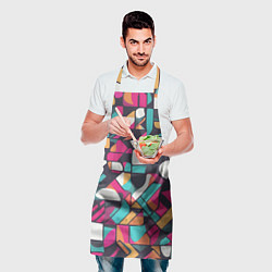 Фартук кулинарный Разноцветные ретро фигуры, цвет: 3D-принт — фото 2