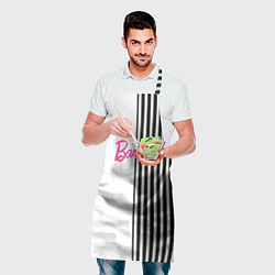 Фартук кулинарный Барби - белый и черные полосы, цвет: 3D-принт — фото 2