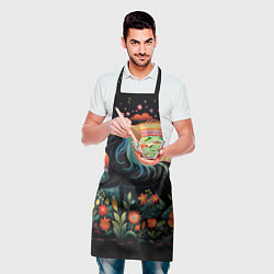 Фартук кулинарный Лошадка с радужной гривой в стиле фолк-арт, цвет: 3D-принт — фото 2