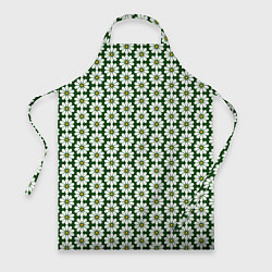 Фартук кулинарный Белые ромашки на тёмно-зелёном, цвет: 3D-принт