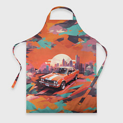 Фартук кулинарный Автомобиль в оранжевом цвете, цвет: 3D-принт