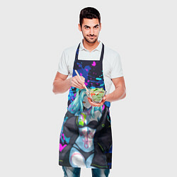Фартук кулинарный Ребекка и граффити - киберпанк, цвет: 3D-принт — фото 2