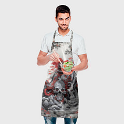 Фартук кулинарный Череп под Японским замком, цвет: 3D-принт — фото 2