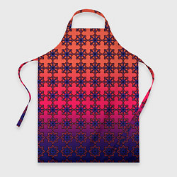 Фартук кулинарный Паттерн стилизованные цветы оранж-фиолетовый, цвет: 3D-принт
