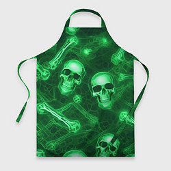 Фартук кулинарный Зелёные черепа и кости, цвет: 3D-принт