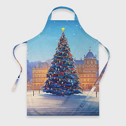 Фартук кулинарный Новогодняя площадь с елкой, цвет: 3D-принт