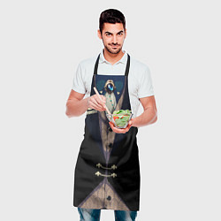 Фартук кулинарный Фрак тёмный с цепочками и брошью, цвет: 3D-принт — фото 2