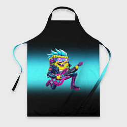 Фартук кулинарный Sponge Bob - rock guitarist - ai art, цвет: 3D-принт