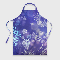 Фартук кулинарный Крупные снежинки на фиолетовом, цвет: 3D-принт