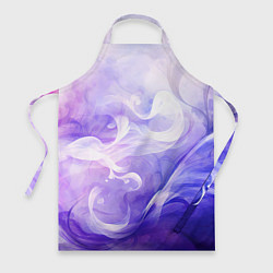 Фартук кулинарный Белые узоры на абстрактном фиолетовом фоне, цвет: 3D-принт