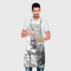 Фартук кулинарный Лил Пип на сером фоне, цвет: 3D-принт — фото 2