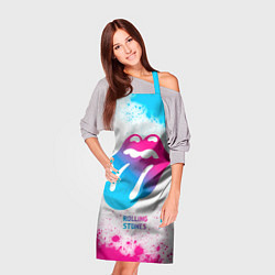 Фартук кулинарный Rolling Stones neon gradient style, цвет: 3D-принт — фото 2