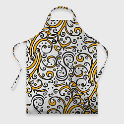 Фартук кулинарный Жёлтый кружевной узор, цвет: 3D-принт