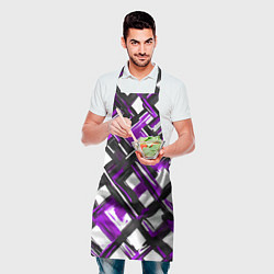 Фартук кулинарный Фиолетовые и чёрные мазки, цвет: 3D-принт — фото 2