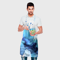 Фартук кулинарный Синяя акварельная абстракция, цвет: 3D-принт — фото 2