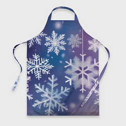 Фартук кулинарный Снежинки на фиолетово-синем фоне, цвет: 3D-принт