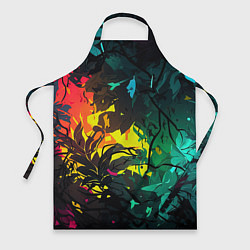 Фартук кулинарный Яркие разноцветные абстрактные листья, цвет: 3D-принт