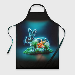 Фартук кулинарный Прозрачный стеклянный кролик с овощами, цвет: 3D-принт