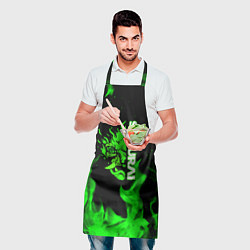 Фартук кулинарный Samurai green fire toxic, цвет: 3D-принт — фото 2