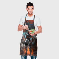 Фартук кулинарный Киборг в оранжевом шлеме, цвет: 3D-принт — фото 2