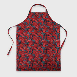 Фартук кулинарный Красные драконы паттерн, цвет: 3D-принт