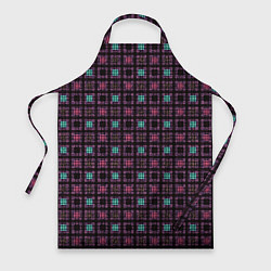 Фартук кулинарный Тёмно-розовый полосы квадратики, цвет: 3D-принт
