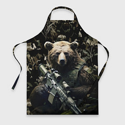 Фартук кулинарный Медведь солдат с винтовкой, цвет: 3D-принт