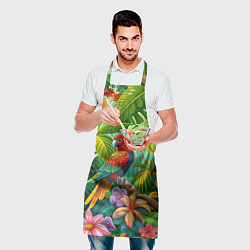 Фартук кулинарный Попугаи - экзотические птицы, цвет: 3D-принт — фото 2