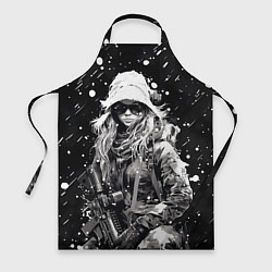 Фартук кулинарный Девушка воин зимней ночью, цвет: 3D-принт