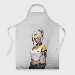 Фартук кулинарный Девушка в белом топе Cyberpunk 2077, цвет: 3D-принт
