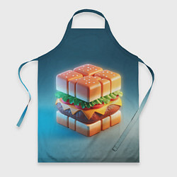 Фартук кулинарный Абстрактный гамбургер в форме куба, цвет: 3D-принт