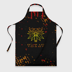 Фартук кулинарный Ведьмак огненное лого краски, цвет: 3D-принт