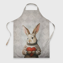 Фартук кулинарный Влюблённый кролик в свитере с сердцем, цвет: 3D-принт