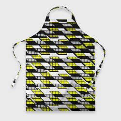 Фартук кулинарный Жёлтые треугольники и квадраты на белом фоне, цвет: 3D-принт