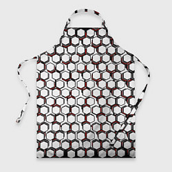 Фартук кулинарный Киберпанк узор из шестиугольников красный, цвет: 3D-принт