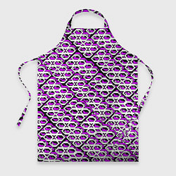Фартук кулинарный Фиолетово-белый узор на чёрном фоне, цвет: 3D-принт