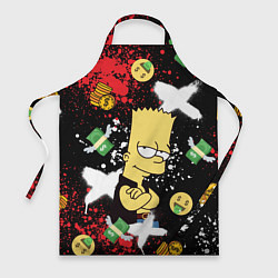 Фартук кулинарный Барт Симпсон на фоне баксов, цвет: 3D-принт