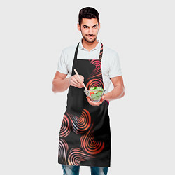 Фартук кулинарный Чёрные звёзды и завихрения, цвет: 3D-принт — фото 2