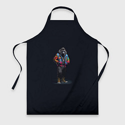 Фартук кулинарный Стильная горилла на черном фоне, цвет: 3D-принт