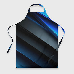 Фартук кулинарный Темная синяя стильная абстракция на черном фоне, цвет: 3D-принт