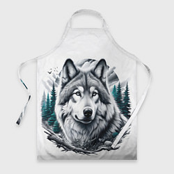 Фартук кулинарный Волк и природа, цвет: 3D-принт