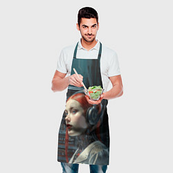 Фартук кулинарный Рыжая девушка-киборг, цвет: 3D-принт — фото 2