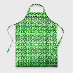 Фартук кулинарный Белые плюсики на зелёном фоне, цвет: 3D-принт