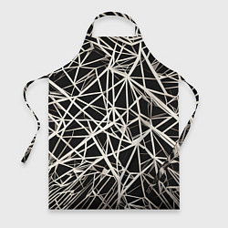 Фартук кулинарный Белые хаотичные линии на чёрном фоне, цвет: 3D-принт