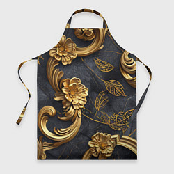 Фартук кулинарный Золотые объемные узоры на ткани, цвет: 3D-принт