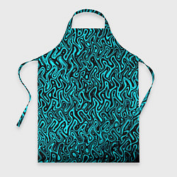 Фартук кулинарный Чёрно-голубой абстрактный узор, цвет: 3D-принт
