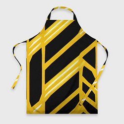 Фартук кулинарный Чёрно-белые полосы на жёлтом фоне, цвет: 3D-принт