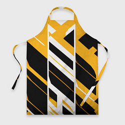 Фартук кулинарный Black and yellow stripes on a white background, цвет: 3D-принт