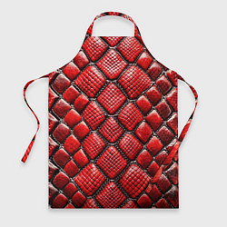 Фартук Змеиная объемная текстурная красная кожа