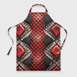 Фартук Змеиная объемная текстурная красная шкура